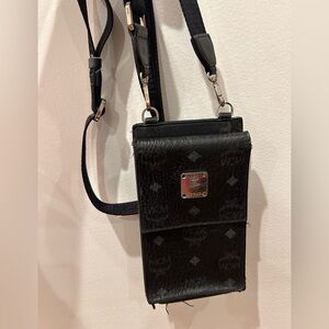 MCM Black Leather Crossbody Pouch